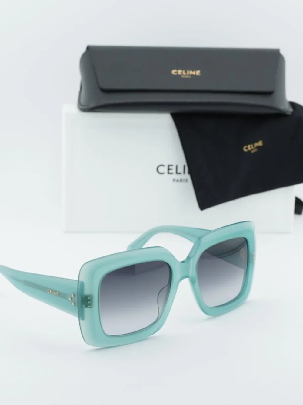 Celine PARIS CL40263I 93B Square Sunglasses - Teal / Grey